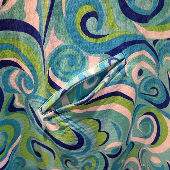 IBKUL Paisley Blue Sleeveless Dress w/Pockets Golf Pickleball Quarter Zip Sz XL - Picture 5 of 5